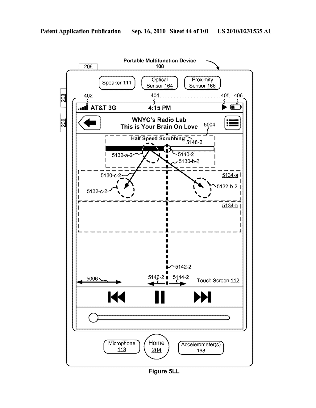 Device, Method, and Graphical User Interface for Moving a Current Position in Content at a Variable Scrubbing Rate - diagram, schematic, and image 45