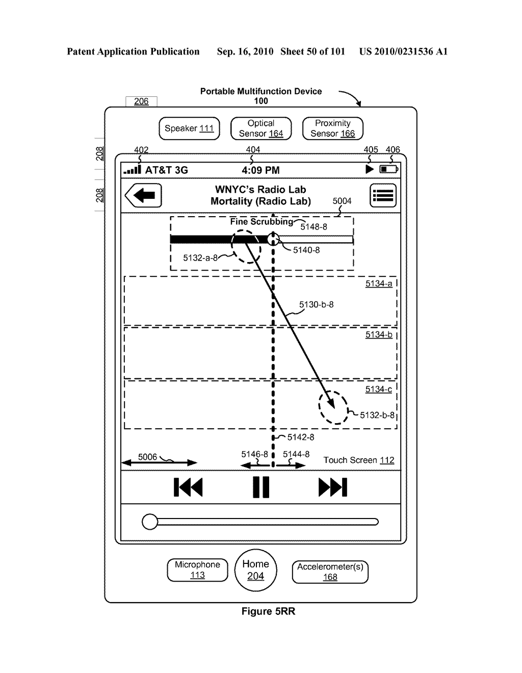 Device, Method, and Graphical User Interface for Moving a Current Position in Content at a Variable Scrubbing Rate - diagram, schematic, and image 51