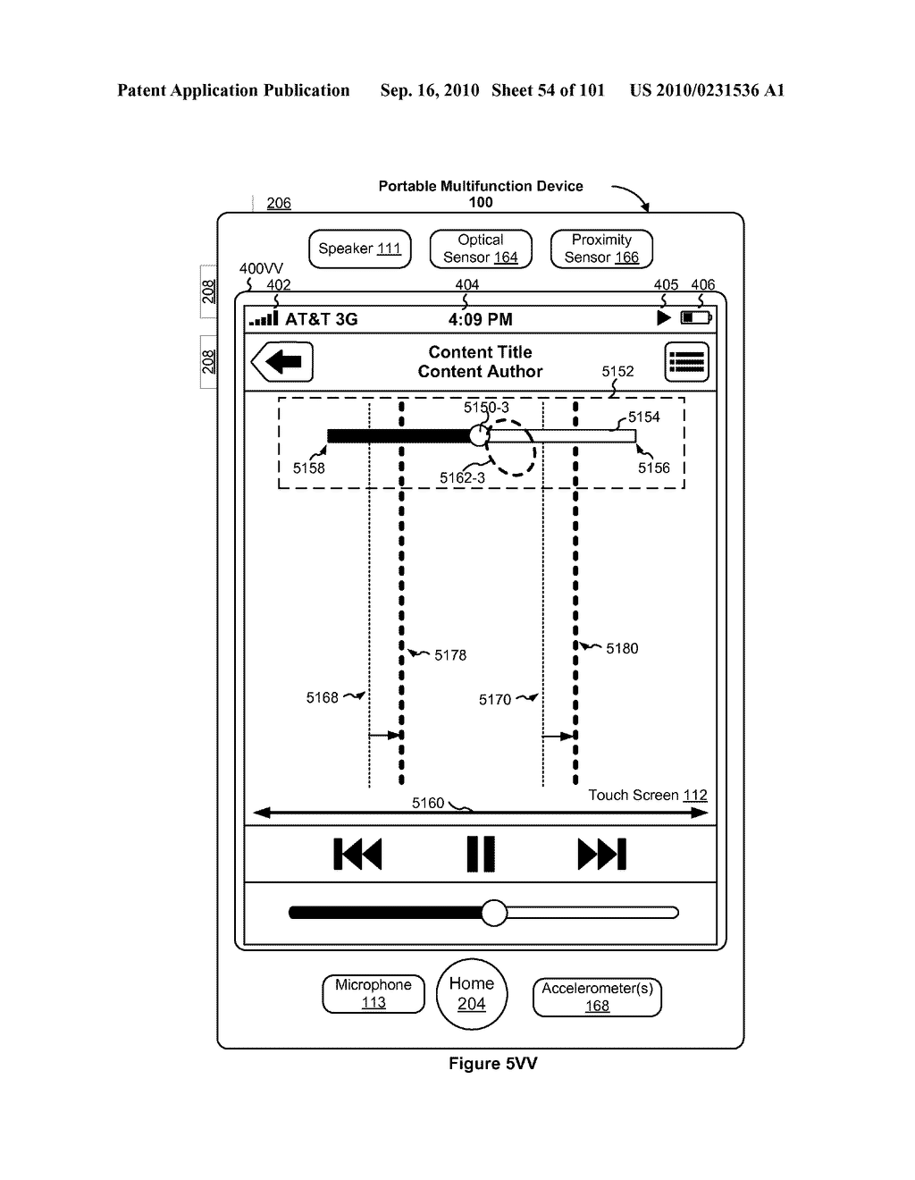 Device, Method, and Graphical User Interface for Moving a Current Position in Content at a Variable Scrubbing Rate - diagram, schematic, and image 55