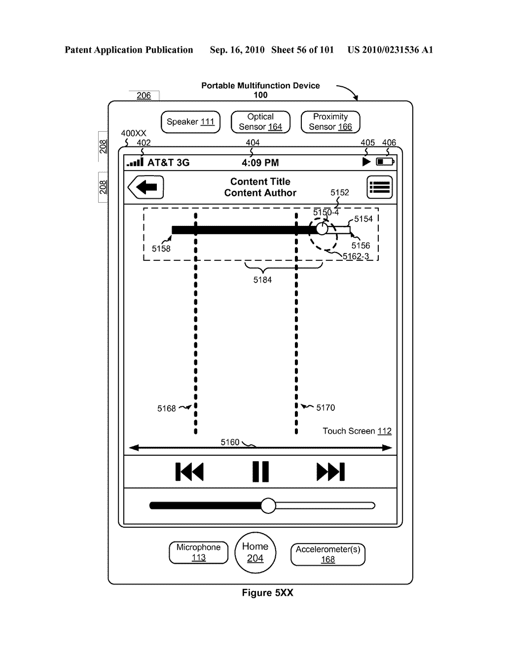 Device, Method, and Graphical User Interface for Moving a Current Position in Content at a Variable Scrubbing Rate - diagram, schematic, and image 57