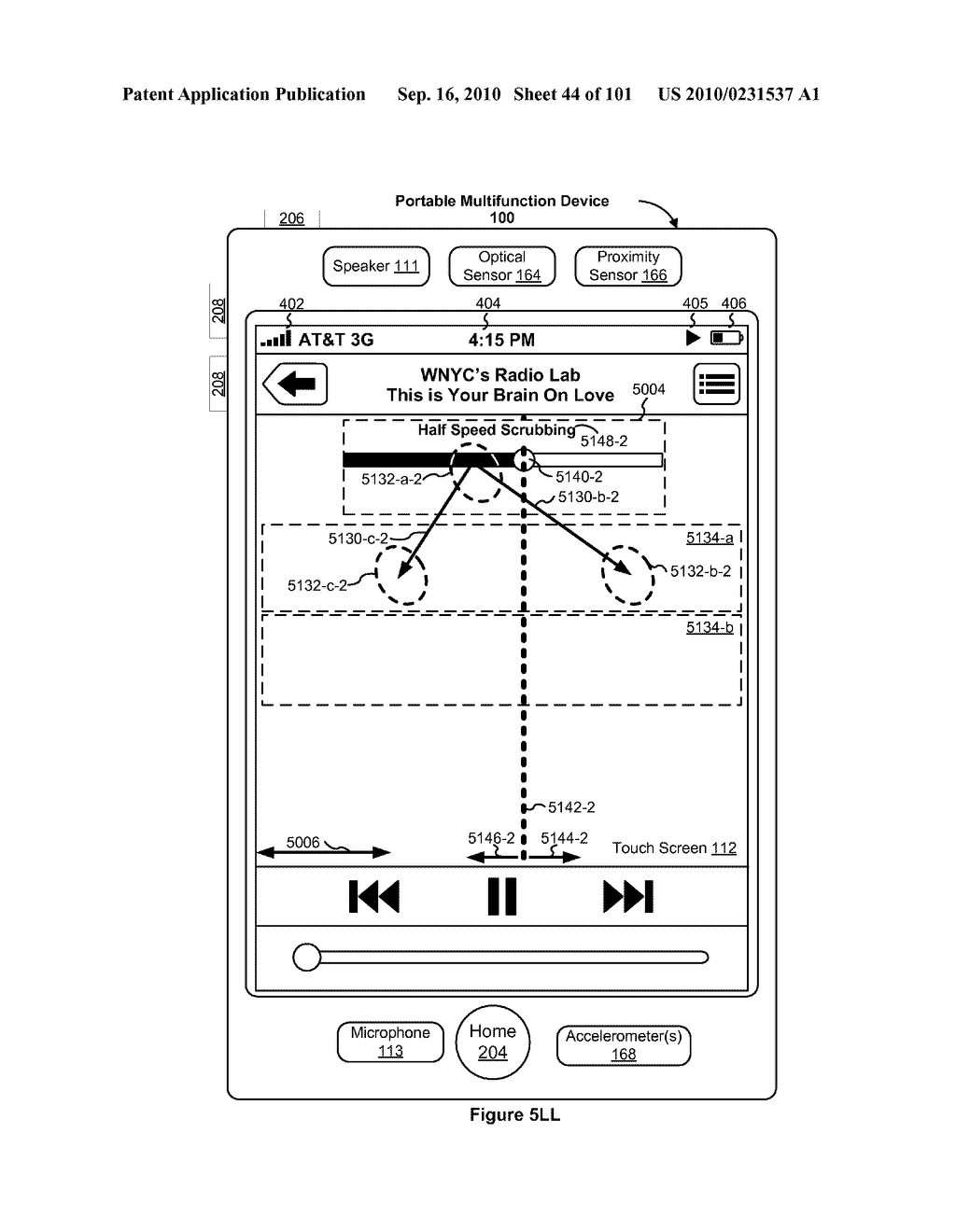 Device, Method, and Graphical User Interface for Moving a Current Position in Content at a Variable Scrubbing Rate - diagram, schematic, and image 45