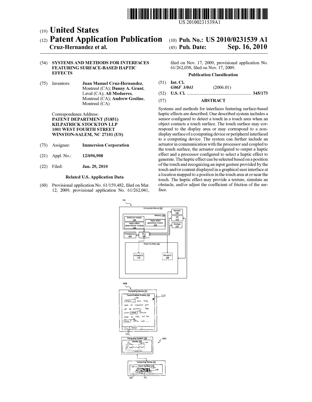 Systems and Methods for Interfaces Featuring Surface-Based Haptic Effects - diagram, schematic, and image 01