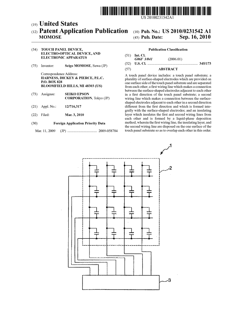 TOUCH PANEL DEVICE, ELECTRO-OPTICAL DEVICE, AND ELECTRONIC APPARATUS - diagram, schematic, and image 01