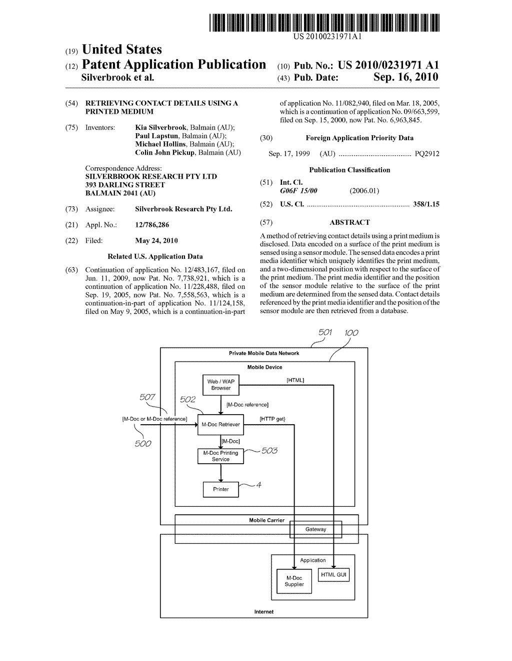 RETRIEVING CONTACT DETAILS USING A PRINTED MEDIUM - diagram, schematic, and image 01