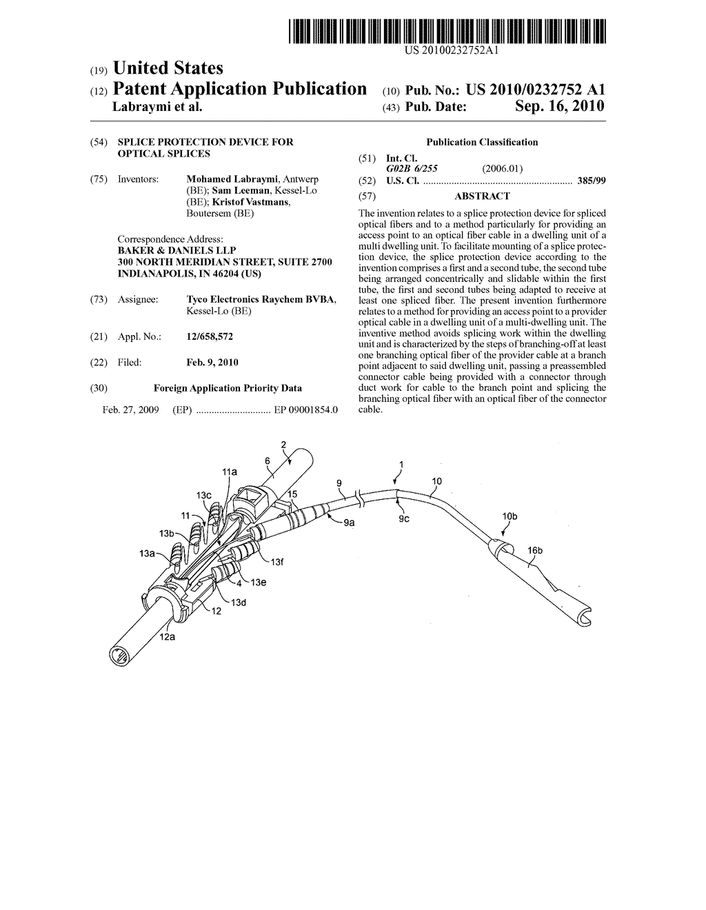 Splice protection device for optical splices - diagram, schematic, and image 01