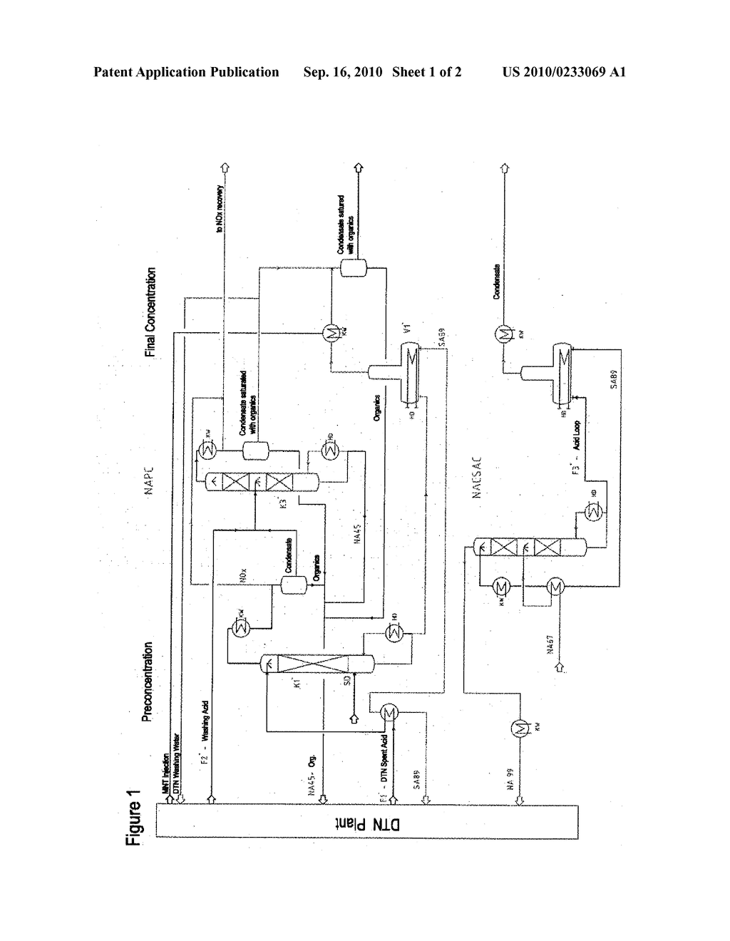 METHOD AND SYSTEM FOR CONCENTRATING WASTE SULPHURIC ACIDS FROM NITRATION PROCESSES - diagram, schematic, and image 02