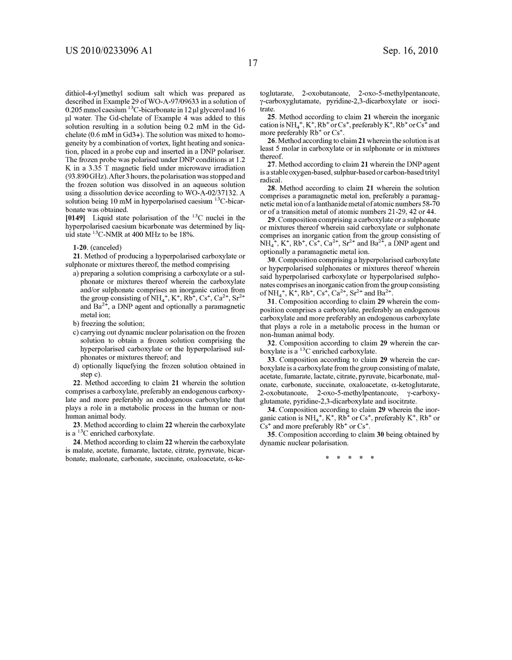 METHOD TO PRODUCE HYPERPOLARISED CARBOXYLATES AND SULPHONATES - diagram, schematic, and image 18