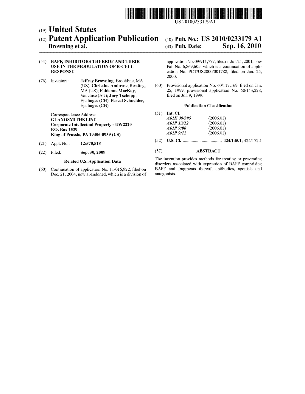 BAFF, inhibitors thereof and their use in the modulation of B-cell response - diagram, schematic, and image 01