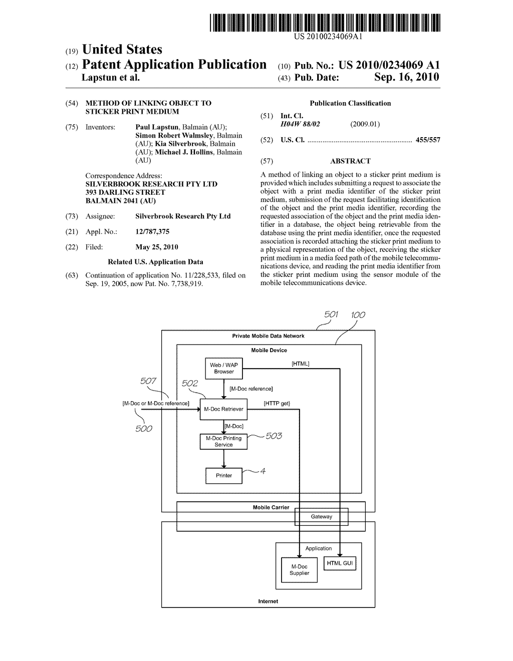 METHOD OF LINKING OBJECT TO STICKER PRINT MEDIUM - diagram, schematic, and image 01