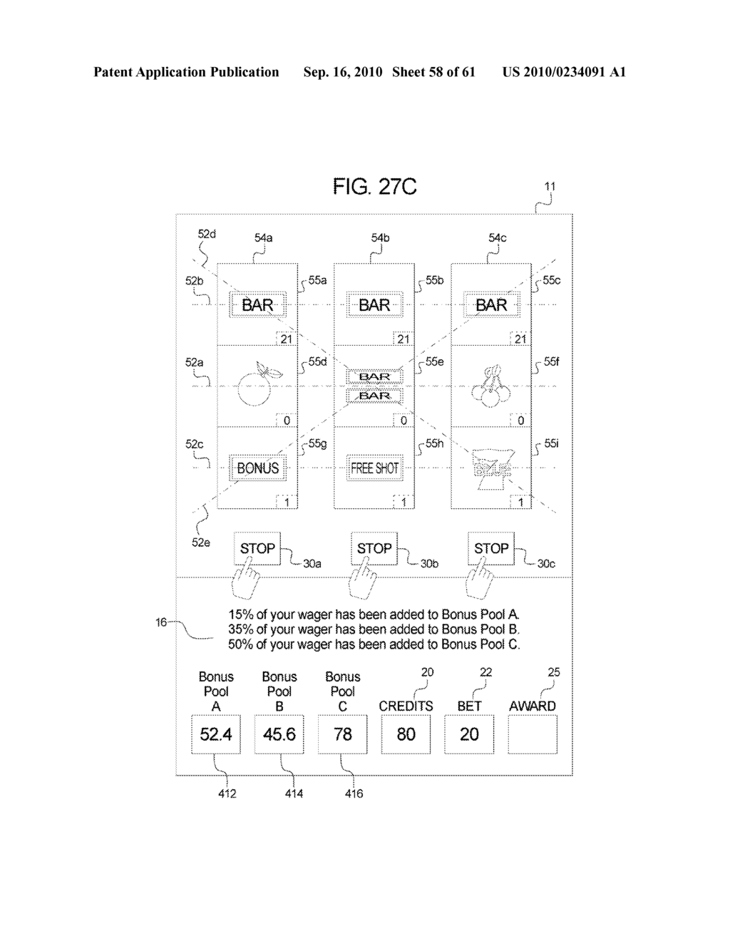 GAMING DEVICE AND METHOD PROVIDING SLOT GAME HAVING VIRTUAL MAP DRIVEN REEL STOP POSITION DETERMINATIONS - diagram, schematic, and image 59