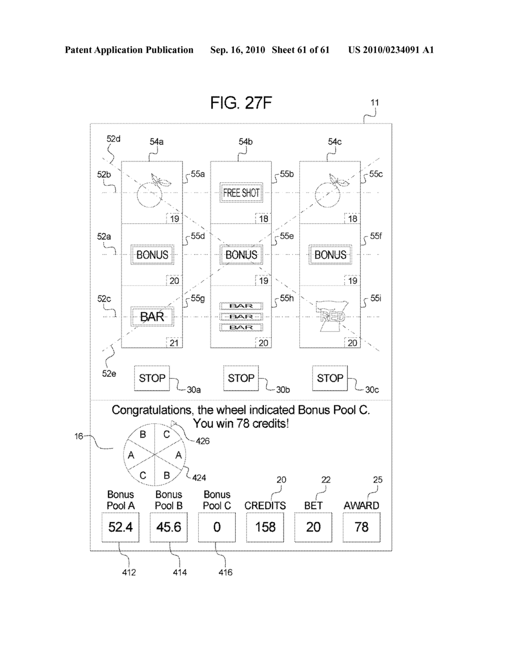 GAMING DEVICE AND METHOD PROVIDING SLOT GAME HAVING VIRTUAL MAP DRIVEN REEL STOP POSITION DETERMINATIONS - diagram, schematic, and image 62