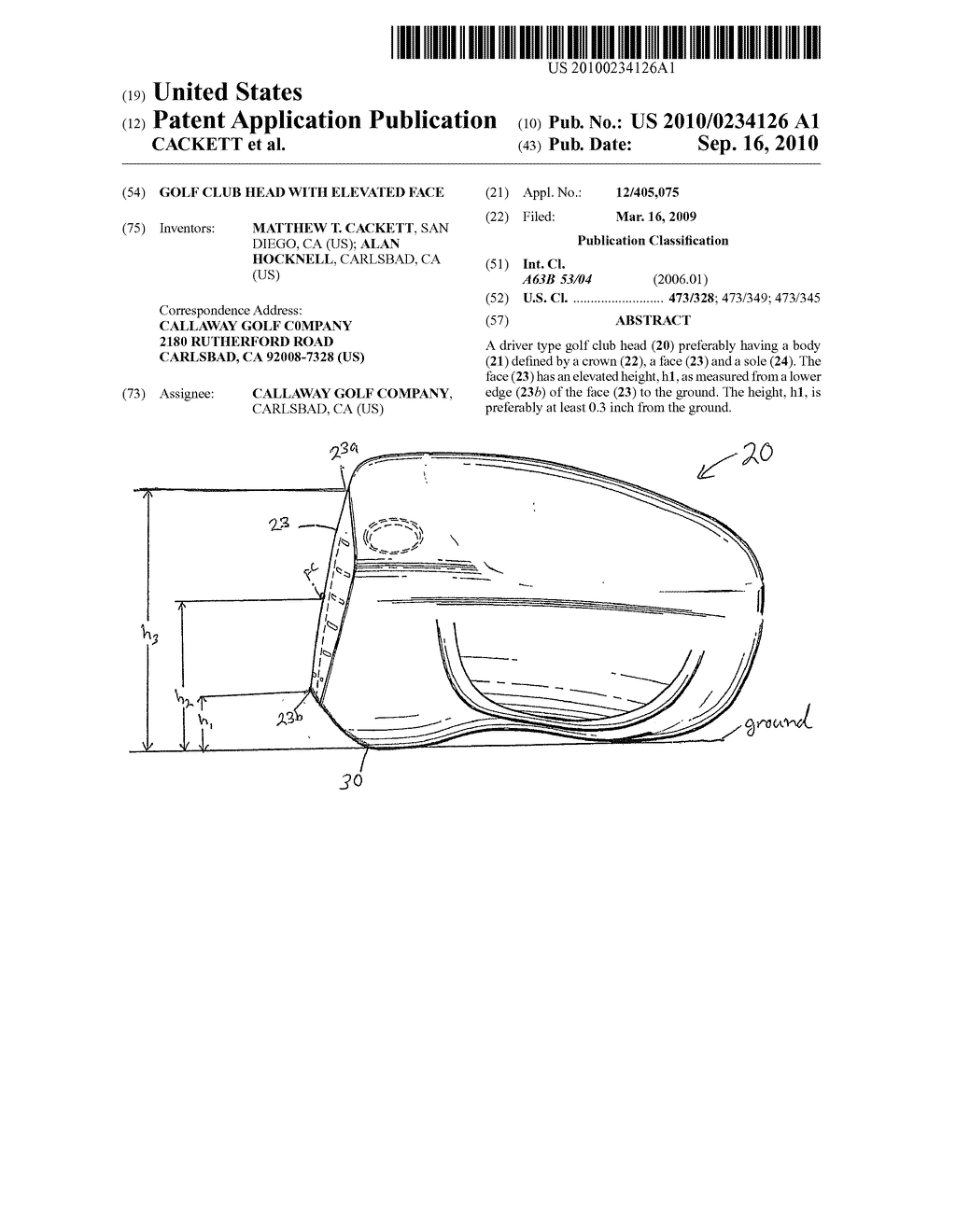 GOLF CLUB HEAD WITH ELEVATED FACE - diagram, schematic, and image 01