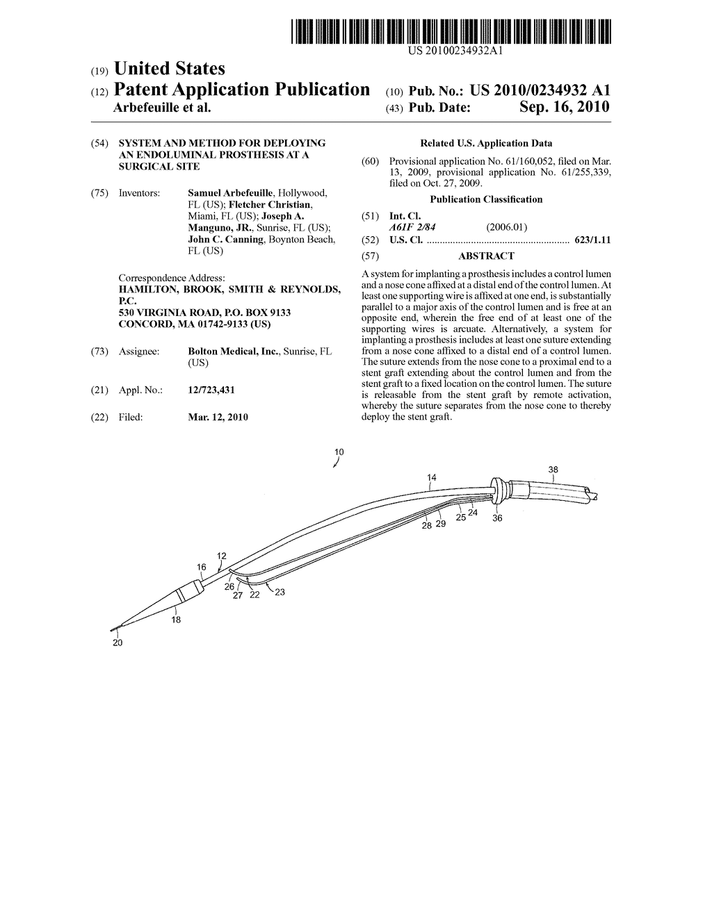 SYSTEM AND METHOD FOR DEPLOYING AN ENDOLUMINAL PROSTHESIS AT A SURGICAL SITE - diagram, schematic, and image 01