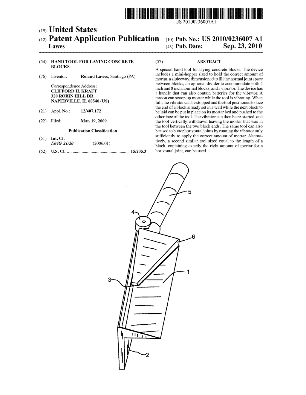 Hand Tool for Laying Concrete Blocks - diagram, schematic, and image 01