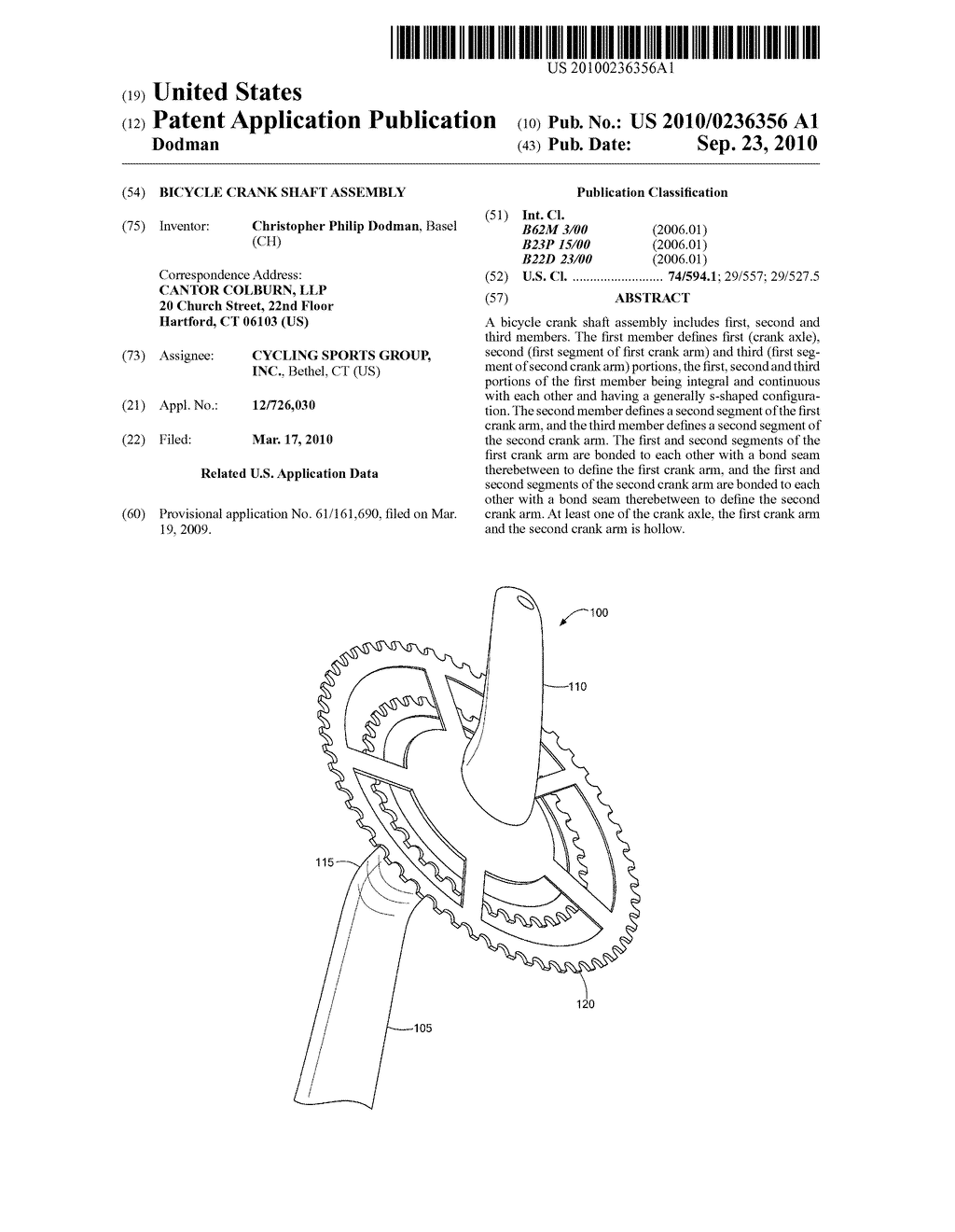 BICYCLE CRANK SHAFT ASSEMBLY - diagram, schematic, and image 01