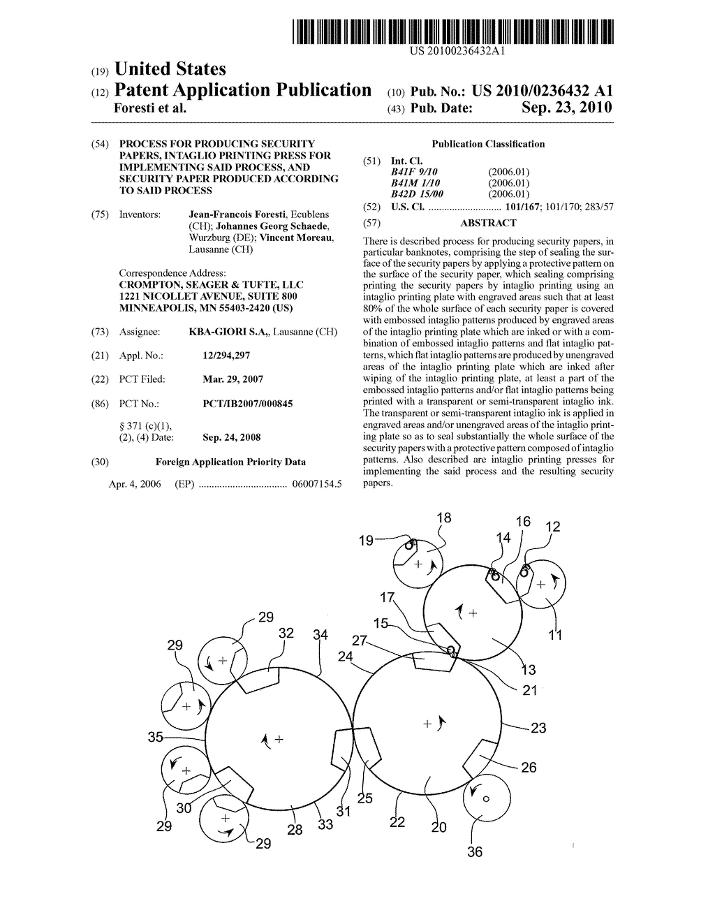 Process for Producing Security Papers, Intaglio Printing Press for Implementing Said Process, and Security Paper Produced According to Said Process - diagram, schematic, and image 01