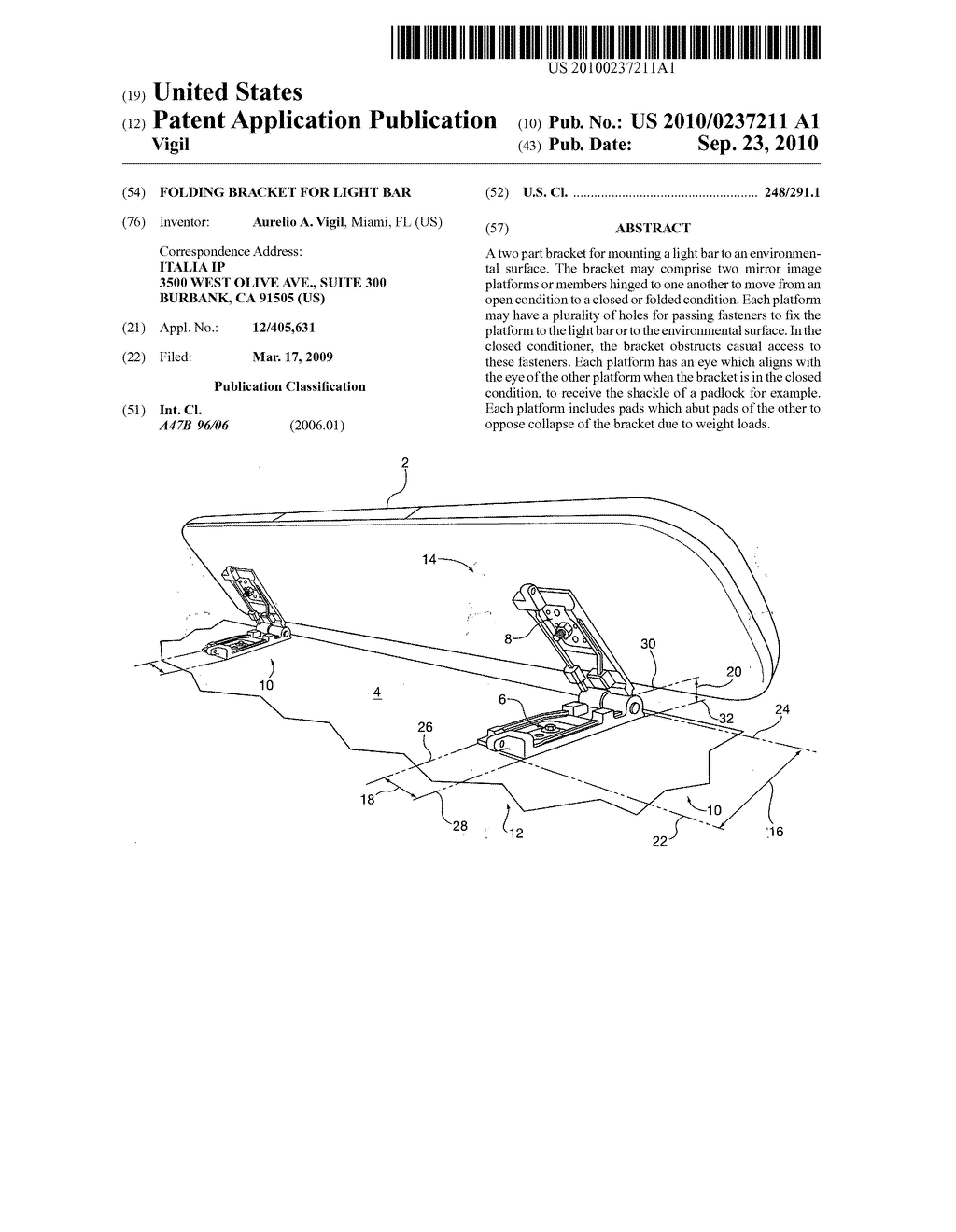 FOLDING BRACKET FOR LIGHT BAR - diagram, schematic, and image 01