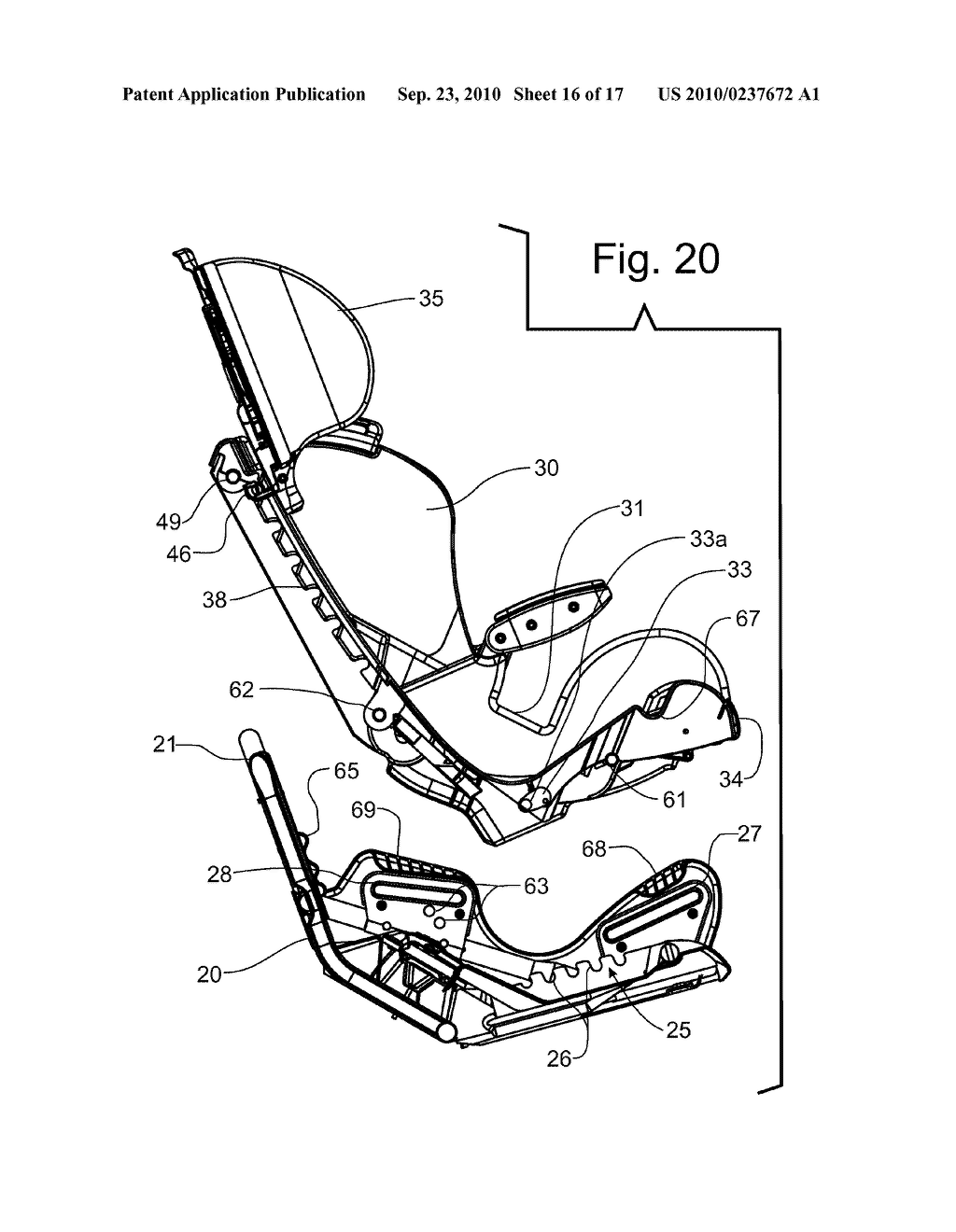 Reversible Child Car Seat with Separable Base Member - diagram, schematic, and image 17