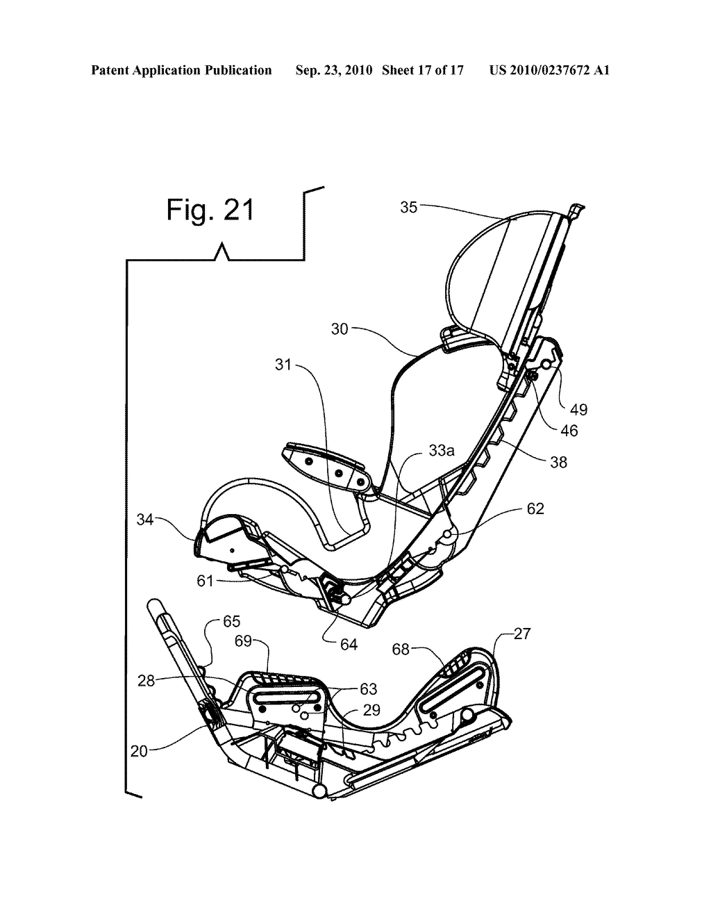 Reversible Child Car Seat with Separable Base Member - diagram, schematic, and image 18