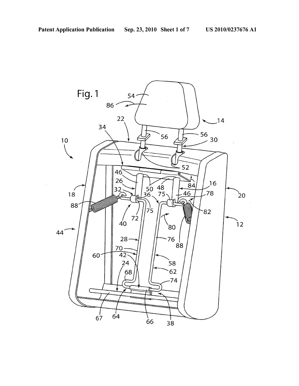 ACTIVE HEAD RESTRAINT HAVING MULTIPLE HORIZONTAL PIVOT POINTS - diagram, schematic, and image 02