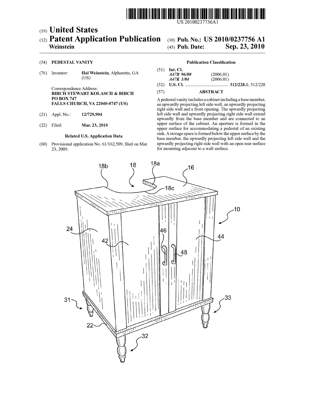 PEDESTAL VANITY - diagram, schematic, and image 01