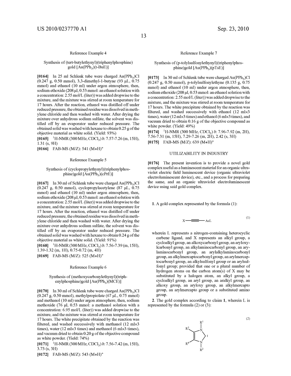 GOLD COMPLEX AND PROCESS FOR PREPARING THE SAME, AND ORGANIC ULTRAVIOLET ELECTROLUMINESCENT DEVICE USING SAID GOLD COMPLEX - diagram, schematic, and image 15