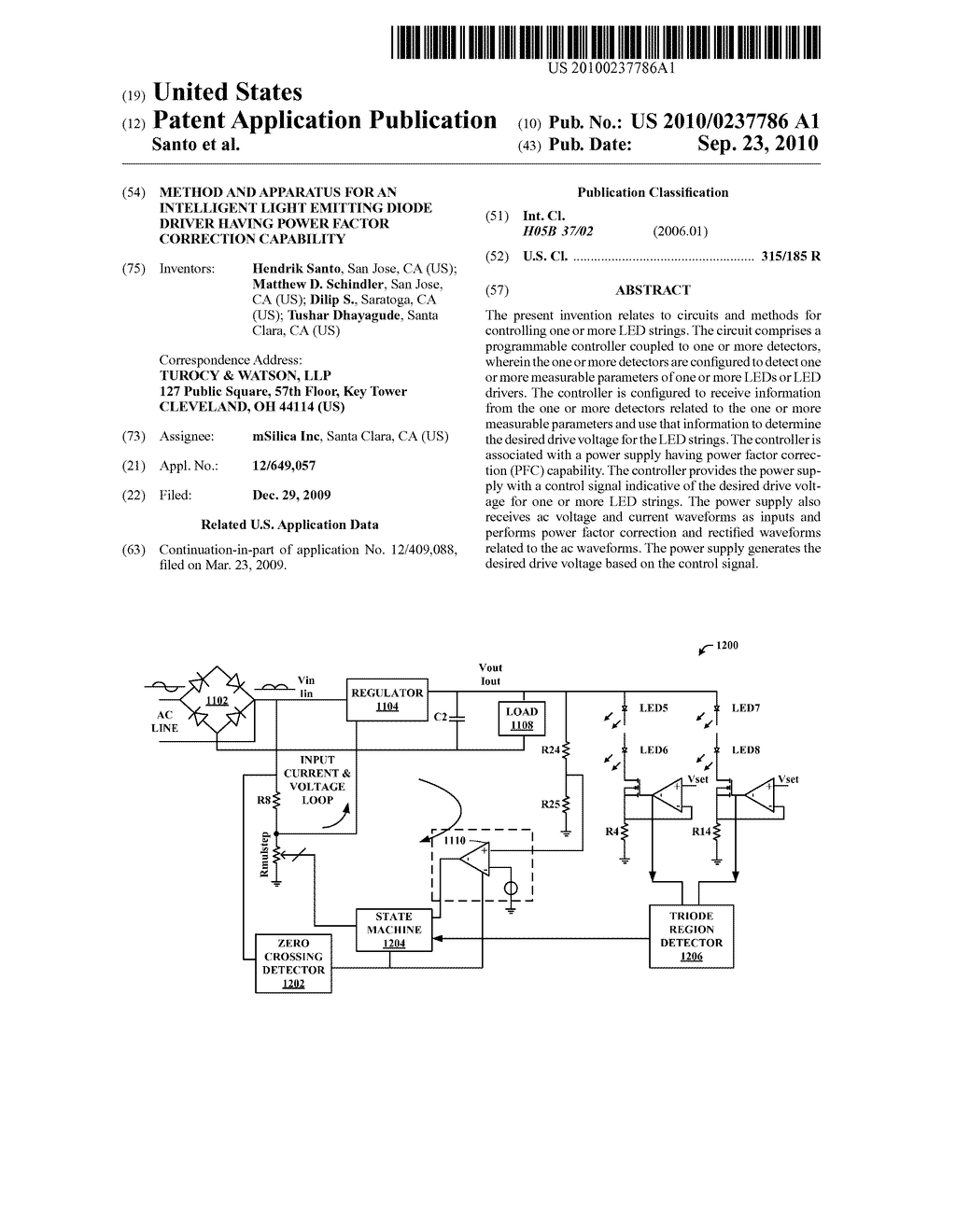 METHOD AND APPARATUS FOR AN INTELLIGENT LIGHT EMITTING DIODE DRIVER HAVING POWER FACTOR CORRECTION CAPABILITY - diagram, schematic, and image 01