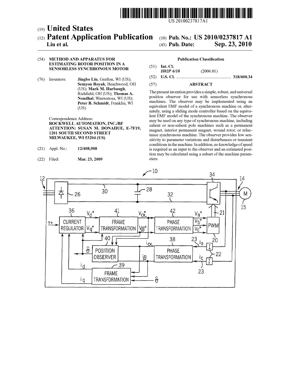 Method and Apparatus for Estimating Rotor Position in a Sensorless Synchronous Motor - diagram, schematic, and image 01