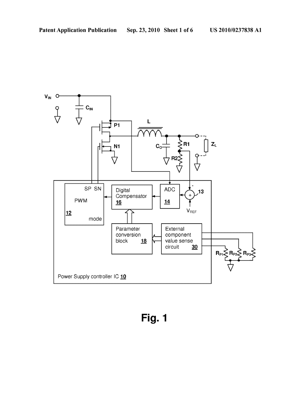 SWITCH-MODE POWER SUPPLY (SMPS) CONTROLLER INTEGRATED CIRCUIT DETERMINING OPERATING CHARACTERISTICS FROM FILTER COMPONENT INFORMATION - diagram, schematic, and image 02