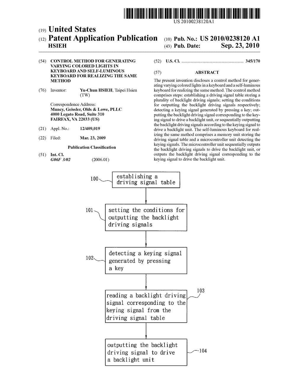 CONTROL METHOD FOR GENERATING VARYING COLORED LIGHTS IN KEYBOARD AND SELF-LUMINOUS KEYBOARD FOR REALIZING THE SAME METHOD - diagram, schematic, and image 01