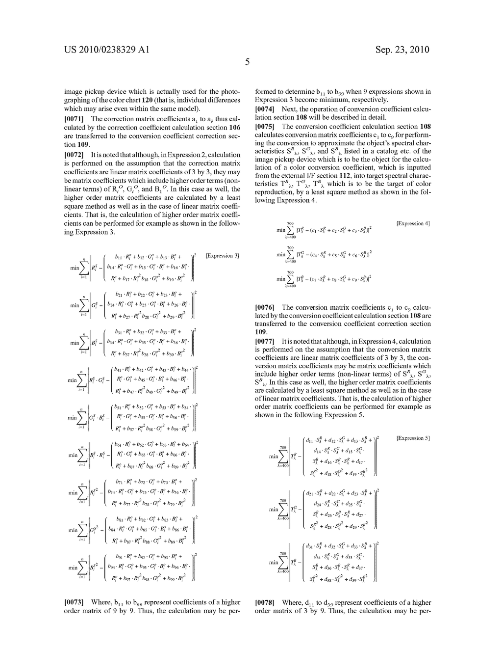 COLOR CONVERSION COEFFICIENT CALCULATION APPARATUS, COMPUTER READABLE RECORDING MEDIUM FOR RECORDING COLOR CONVERSION COEFFICIENT CALCULATION PROGRAM, AND COLOR CONVERSION COEFFICIENT CALCULATION METHOD - diagram, schematic, and image 11