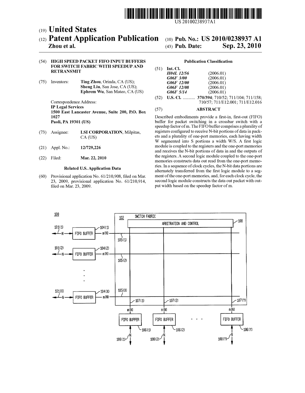 HIGH SPEED PACKET FIFO INPUT BUFFERS FOR SWITCH FABRIC WITH SPEEDUP AND RETRANSMIT - diagram, schematic, and image 01