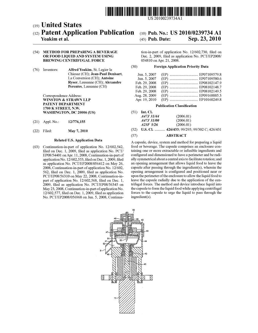 METHOD FOR PREPARING A BEVERAGE OR FOOD LIQUID AND SYSTEM USING BREWING CENTRIFUGAL FORCE - diagram, schematic, and image 01