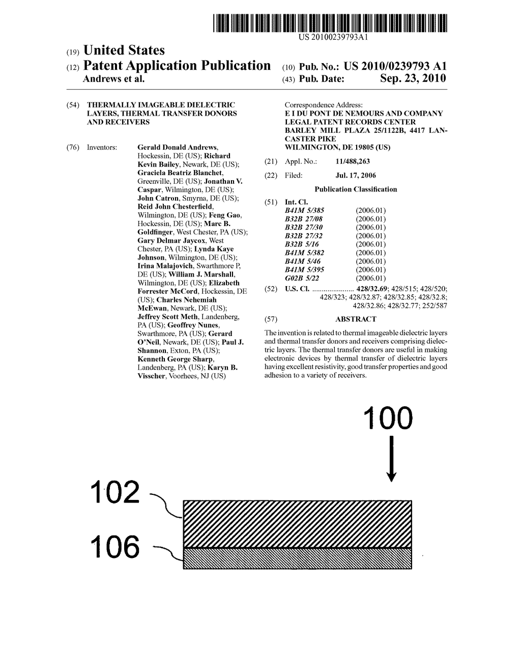 Thermally imageable dielectric layers, thermal transfer donors and receivers - diagram, schematic, and image 01