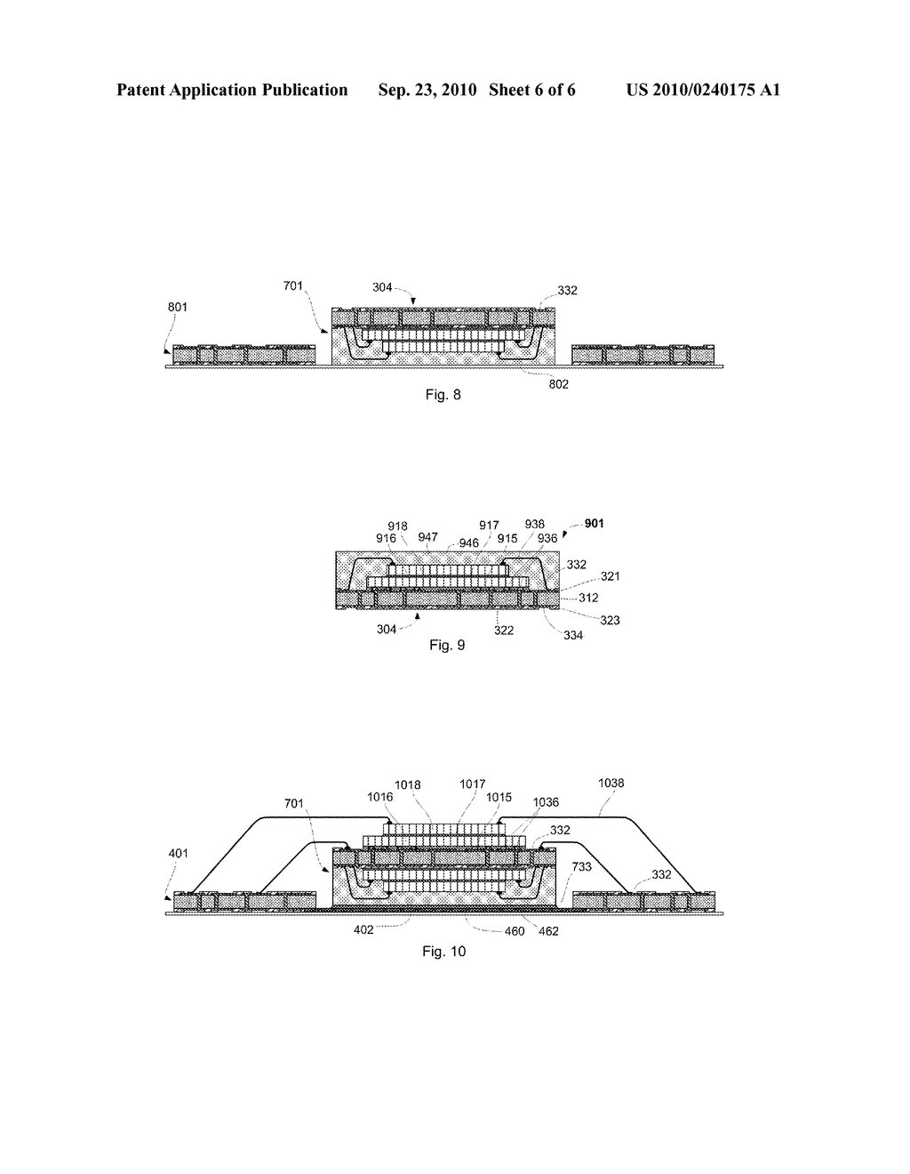 METHOD FOR MAKING A STACKED PACKAGE SEMICONDUCTOR MODULE HAVING PACKAGES STACKED IN A CAVITY IN THE MODULE SUBSTRATE - diagram, schematic, and image 07