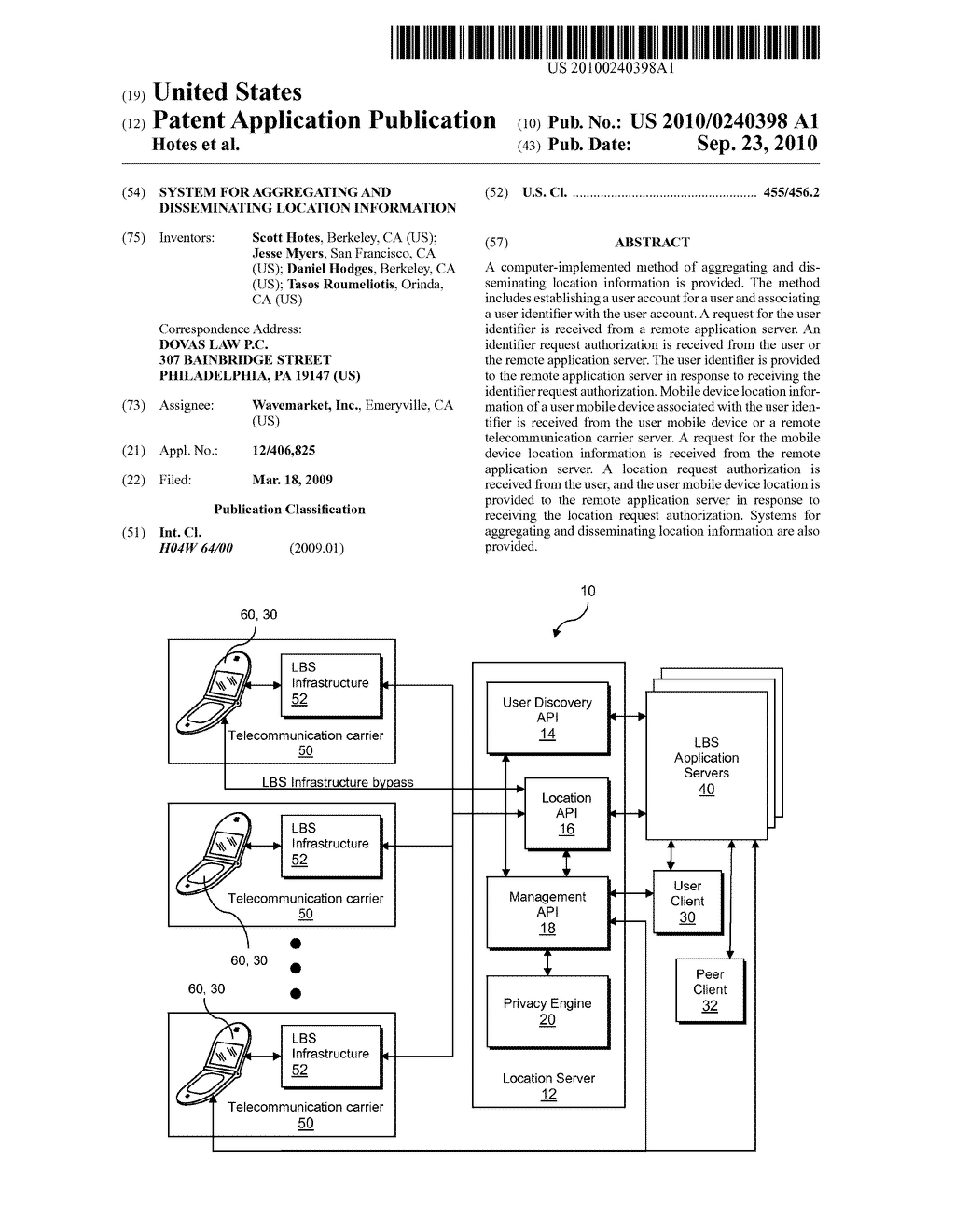 SYSTEM FOR AGGREGATING AND DISSEMINATING LOCATION INFORMATION - diagram, schematic, and image 01