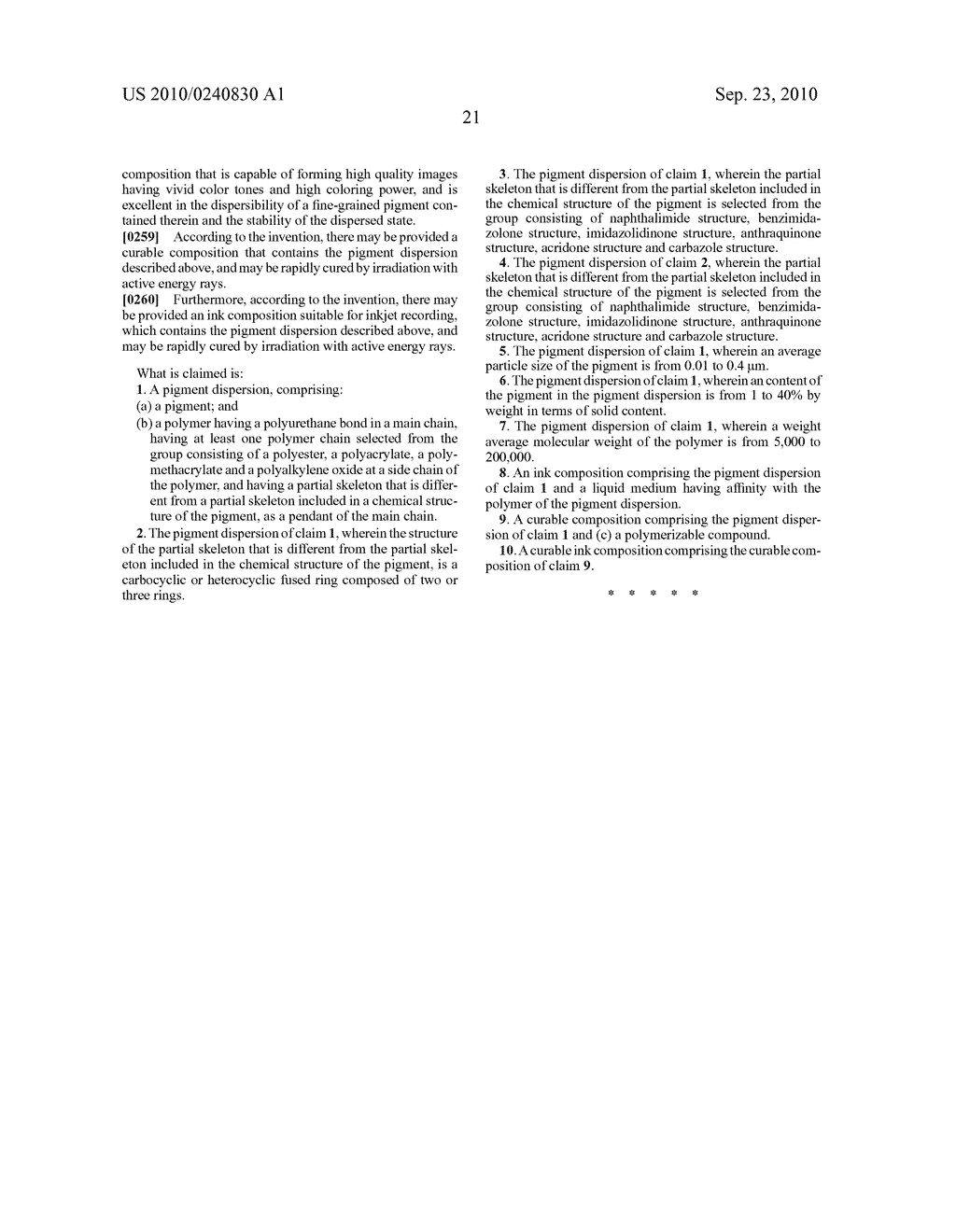 PIGMENT DISPERSION AND INK COMPOSITION, CURABLE COMPOSITION AND CURABLE INK COMPOSITION MAKING USE OF THE SAME - diagram, schematic, and image 22