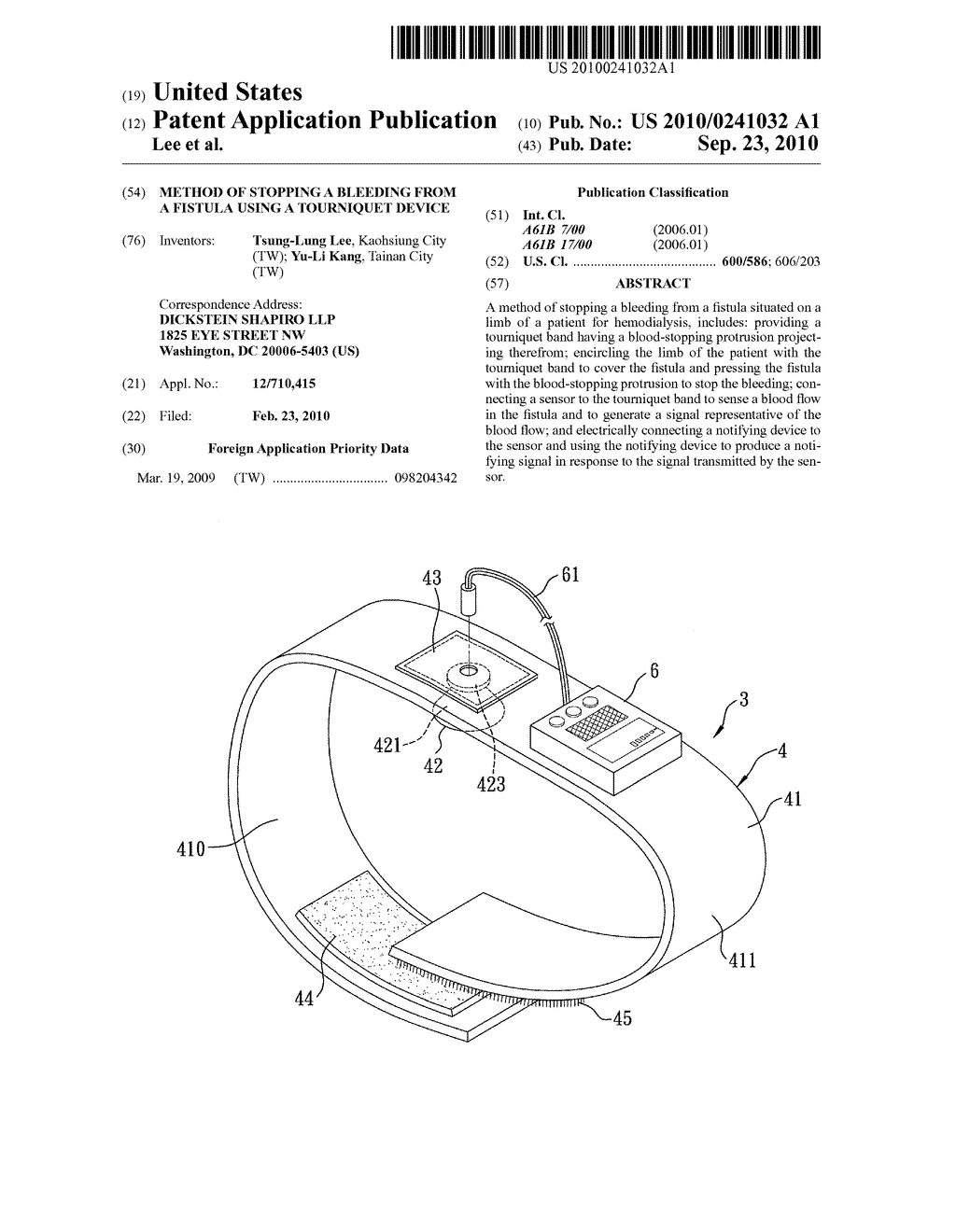 METHOD OF STOPPING A BLEEDING FROM A FISTULA USING A TOURNIQUET DEVICE - diagram, schematic, and image 01