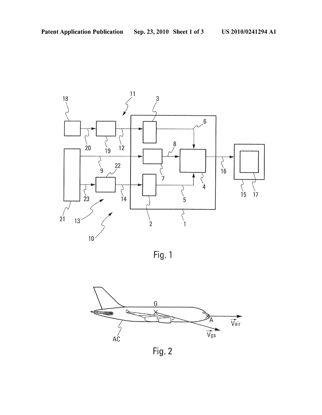 METHOD AND DEVICE FOR ESTIMATING AT LEAST ONE WIND CHARACTERISTIC ON AN AIRCRAFT - diagram, schematic, and image 02