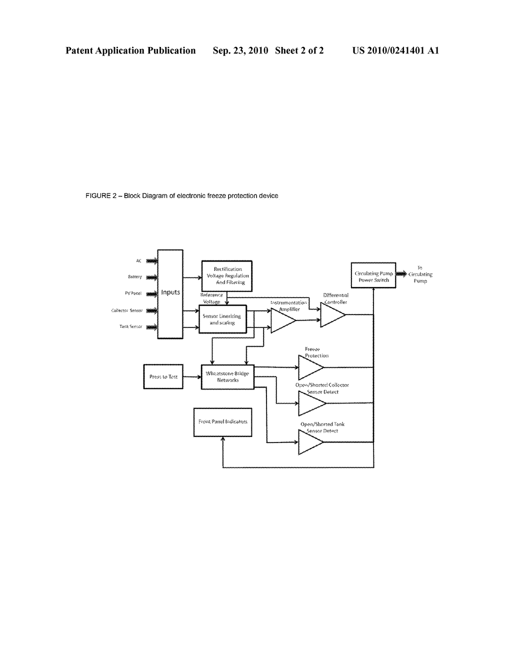 Solar collector electronic freeze protection system, with differential circulation control of pump and automatic freeze protection - diagram, schematic, and image 03