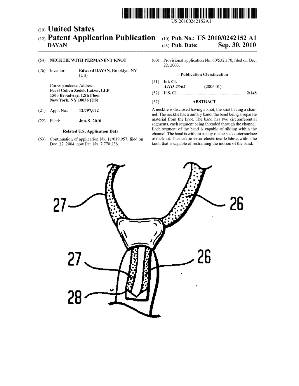 NECKTIE WITH PERMANENT KNOT - diagram, schematic, and image 01