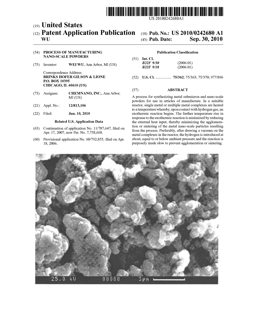 PROCESS OF MANUFACTURING NANO-SCALE POWDERS - diagram, schematic, and image 01