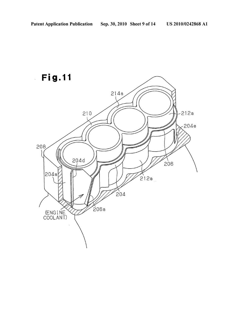 PARTITION MEMBER FOR COOLING PASSAGE OF INTERNAL COMBUSTION ENGINE, COOLING STRUCTURE OF INTERNAL COMBUSTION ENGINE, AND METHOD FOR FORMING THE COOLING STRUCTURE - diagram, schematic, and image 10