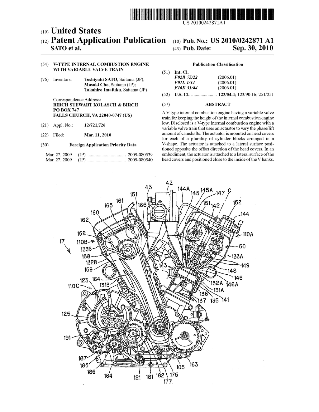 V-TYPE INTERNAL COMBUSTION ENGINE WITH VARIABLE VALVE TRAIN - diagram, schematic, and image 01