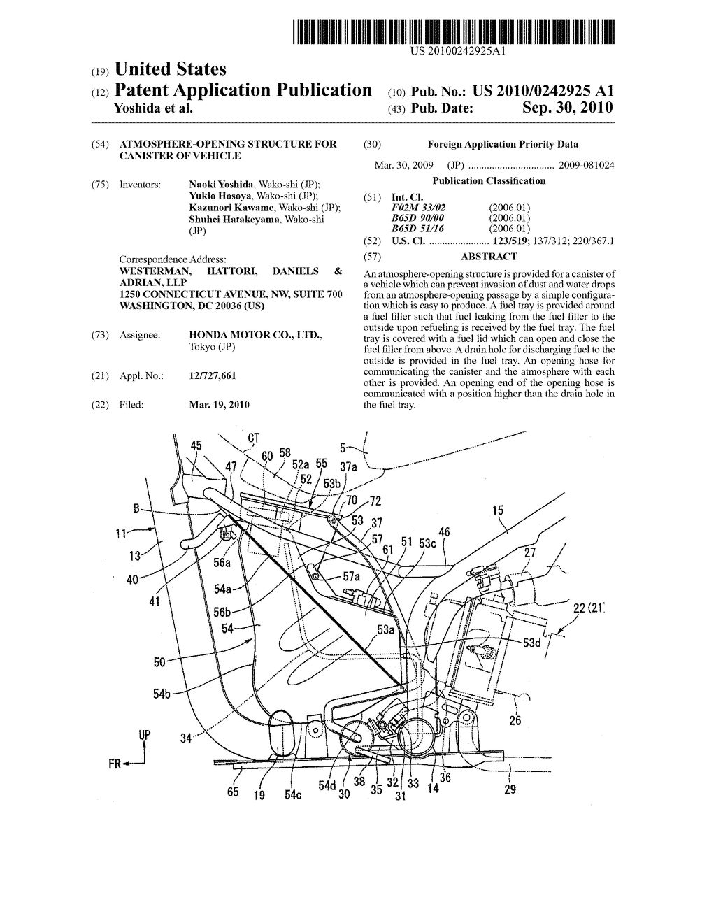 ATMOSPHERE-OPENING STRUCTURE FOR CANISTER OF VEHICLE - diagram, schematic, and image 01