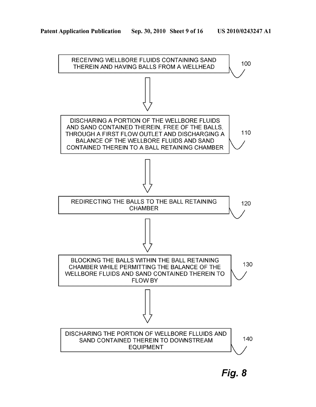 SYSTEM, APPARATUS AND PROCESS FOR COLLECTING BALLS FROM WELLBORE FLUIDS CONTAINING SAND - diagram, schematic, and image 10