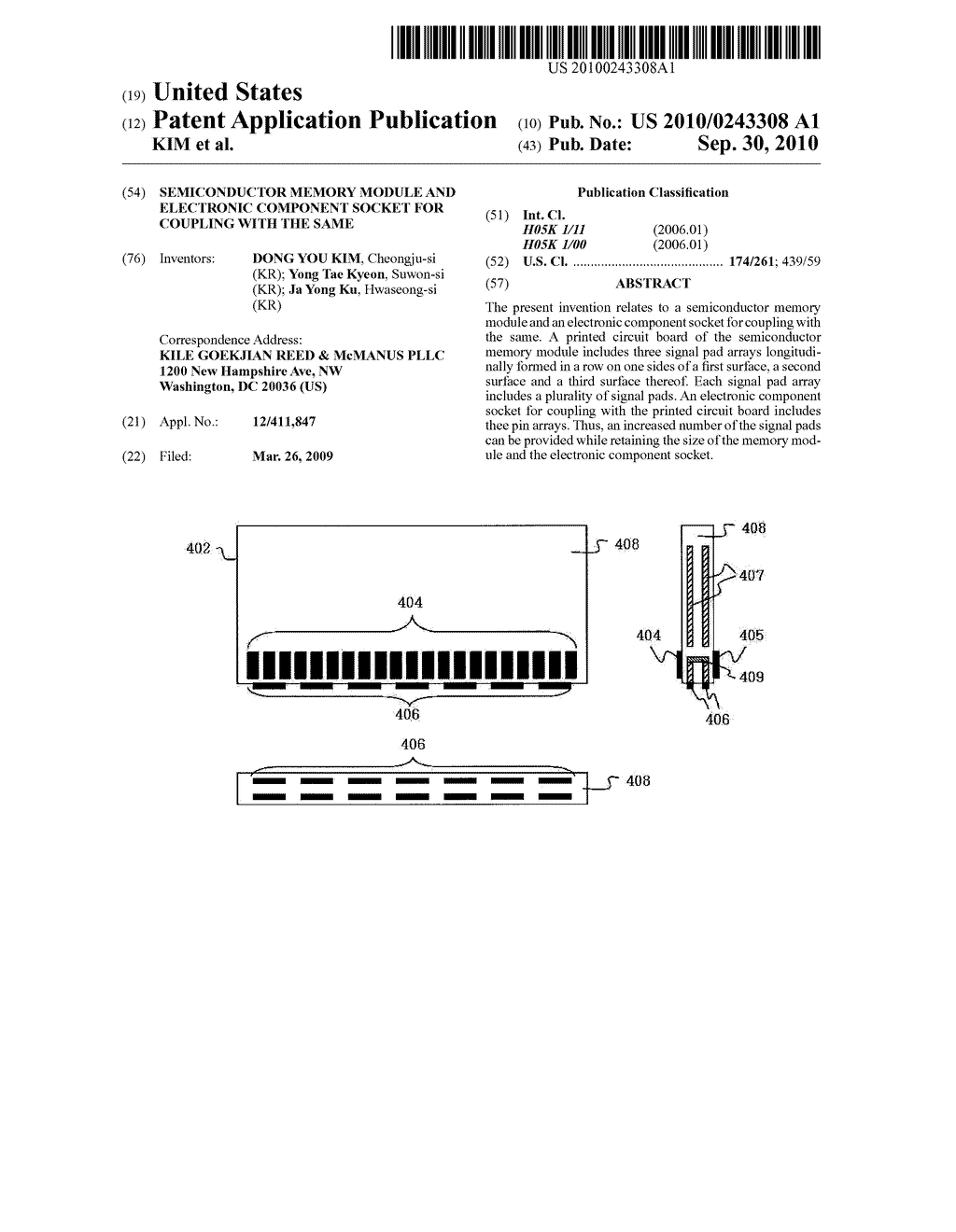 SEMICONDUCTOR MEMORY MODULE AND ELECTRONIC COMPONENT SOCKET FOR COUPLING WITH THE SAME - diagram, schematic, and image 01