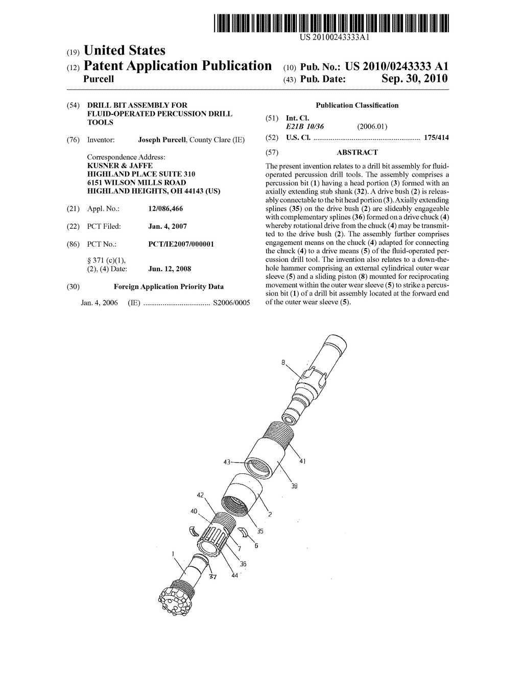 Drill Bit Assembly for Fluid-Operated Percussion Drill Tools - diagram, schematic, and image 01