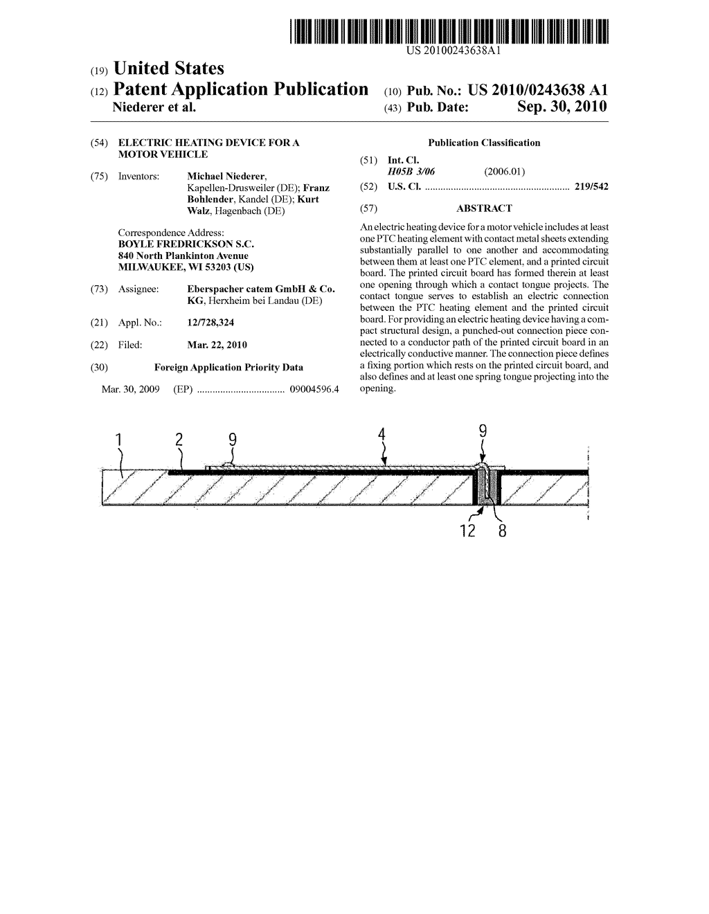 ELECTRIC HEATING DEVICE FOR A MOTOR VEHICLE - diagram, schematic, and image 01