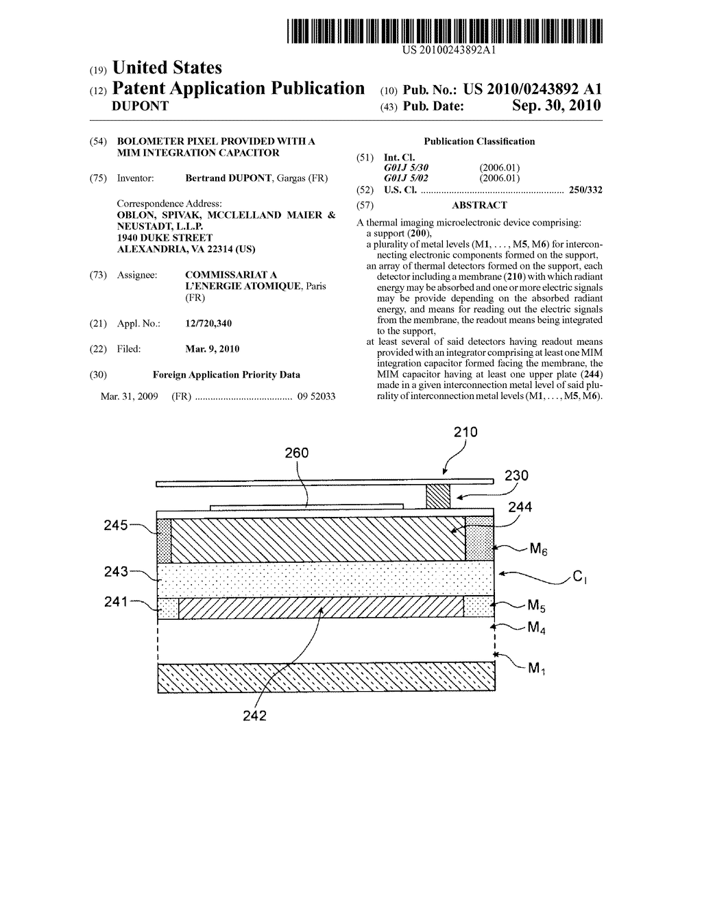 BOLOMETER PIXEL PROVIDED WITH A MIM INTEGRATION CAPACITOR - diagram, schematic, and image 01